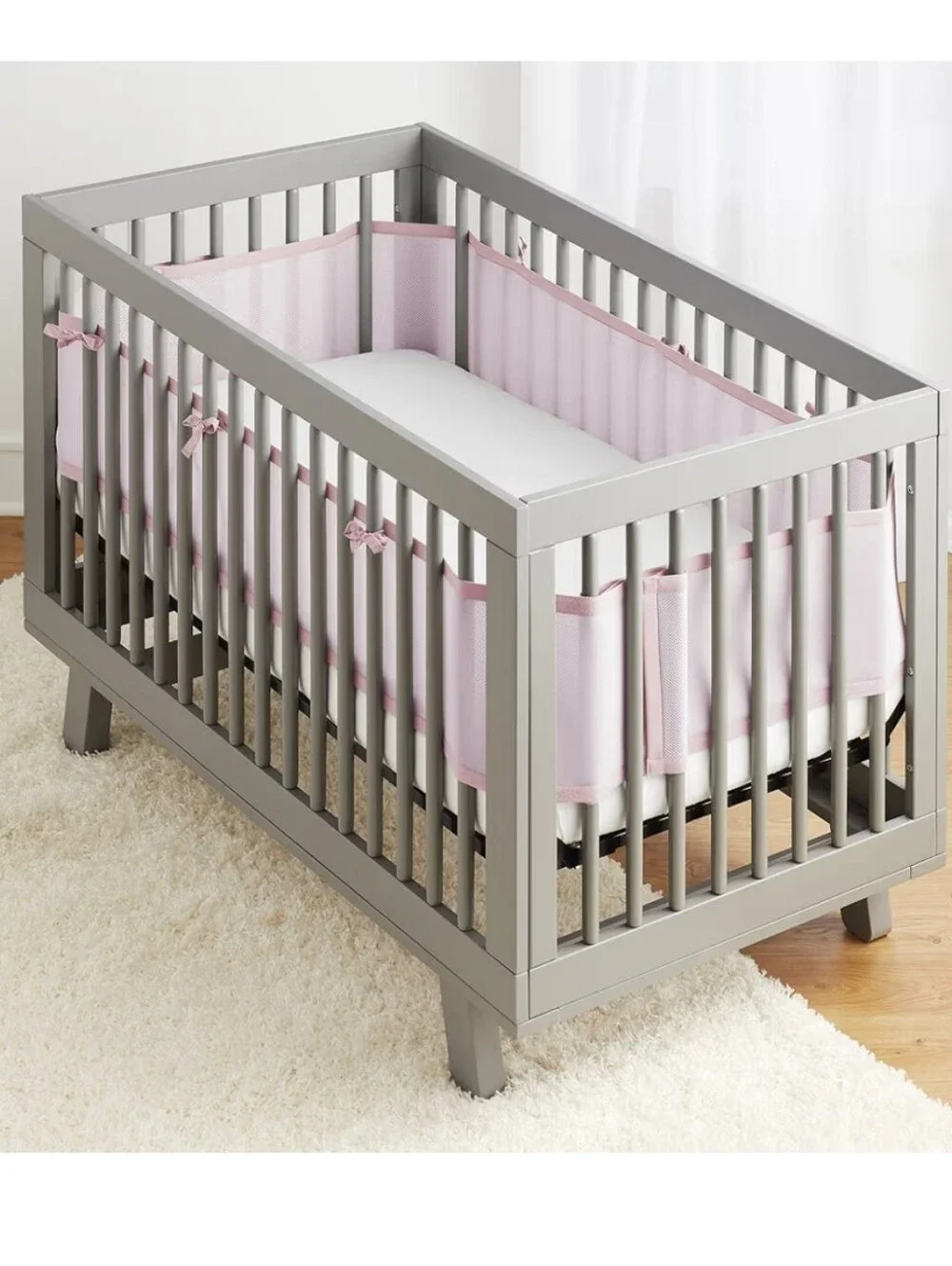 Breathable Pink Crib Bumper Guard